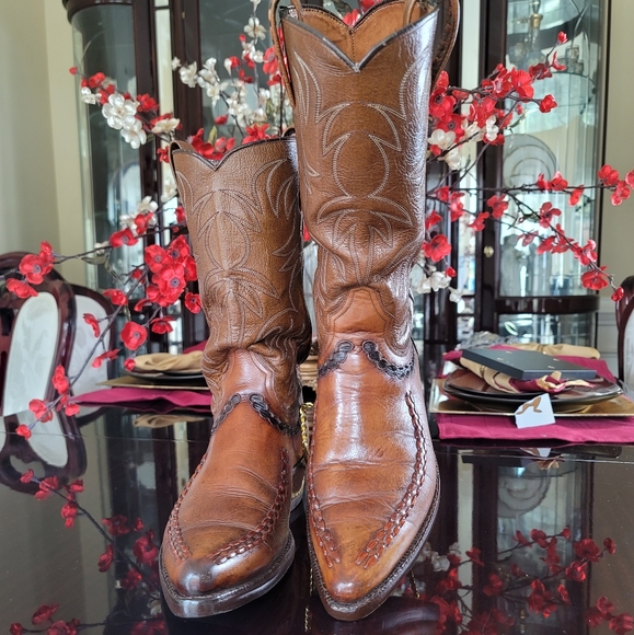 DAN POST Rare Find  EXOTIC STITCH COWBOY BOOTS - Picture 1 of 15